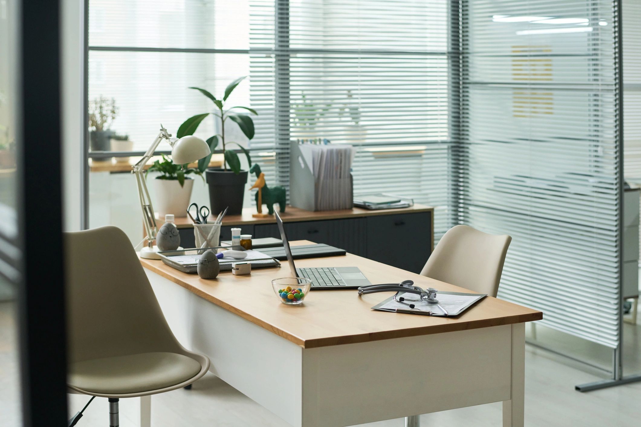 Professional office desk prepared for organized administrative work